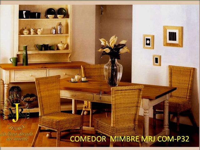 COMEDOR COMBINADO DE MADERA RATTAN Y MIMBRE NATURAL